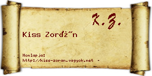 Kiss Zorán névjegykártya